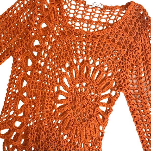 TEMPO PARIS CROCHET SWEATER | BURNT ORANGE | RUST | MEDIUM | GREAT CONDITION - Picture 3 of 10